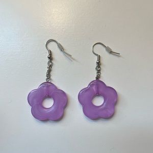 Purple Flower Dangle Earrings